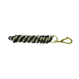 Black and cream two tone twisted lead rope keychain with gold-toned carabiner clip from hy equestrian