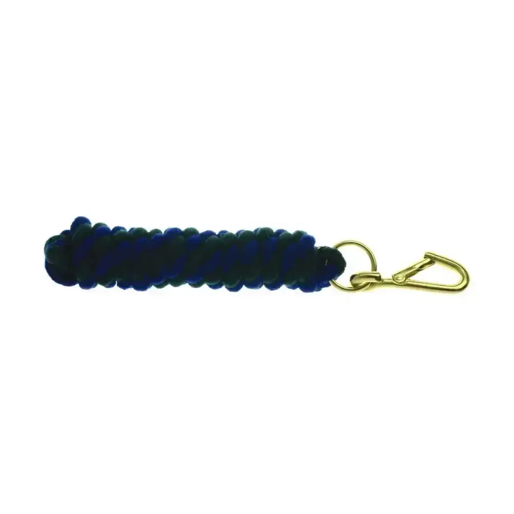 Navy blue braided cord two tone twisted lead rope with gold carabiner clip from hy equestrian for easy handling
