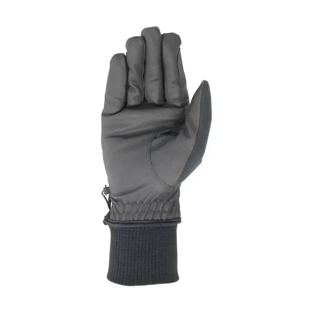 Hy equestrian ultra warm dark gray multi-purpose softshell gloves with elasticated long cuff and zipper closure