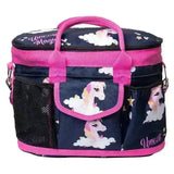 Pink and navy blue insulated unicorn magic grooming bag with mesh side pockets perfect for equestrian unicorn magic use