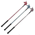 Three glittery equestrian unicorn riding whips with sparkling pink blue and purple heads and black handles
