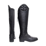Black leather hy equestrian union jack riding boots showing patriotic union jack emblem on back of upper