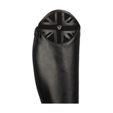 Black leather hy equestrian union jack riding boots with patriotic union jack panel at the top for riding use