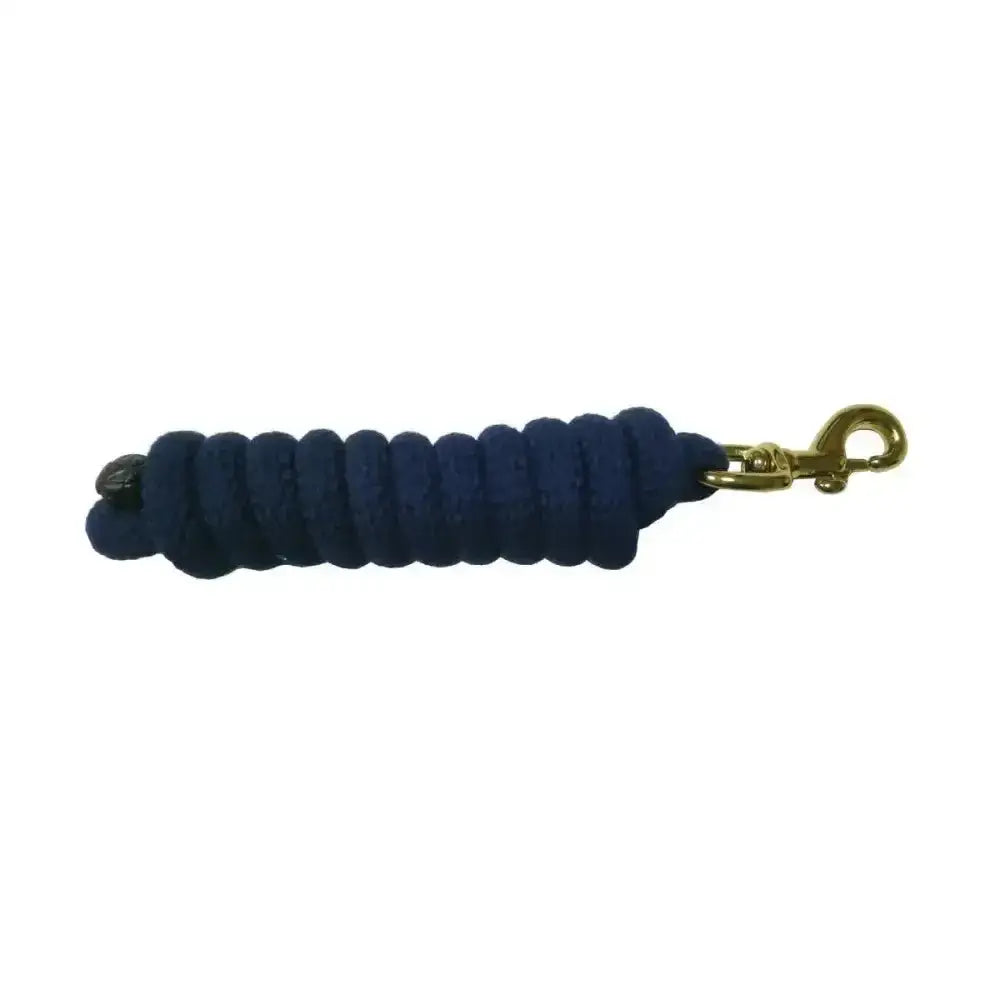 Navy blue braided hy equestrian universal lead rope with gold toned metal clip for versatile lead ropes use