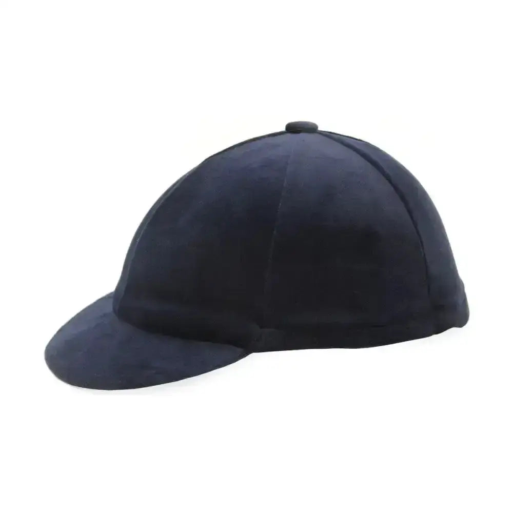 Navy blue suede riding cap with flat brim and stitched panels hy equestrian velvet hat cover perfect as a velvet hat cover