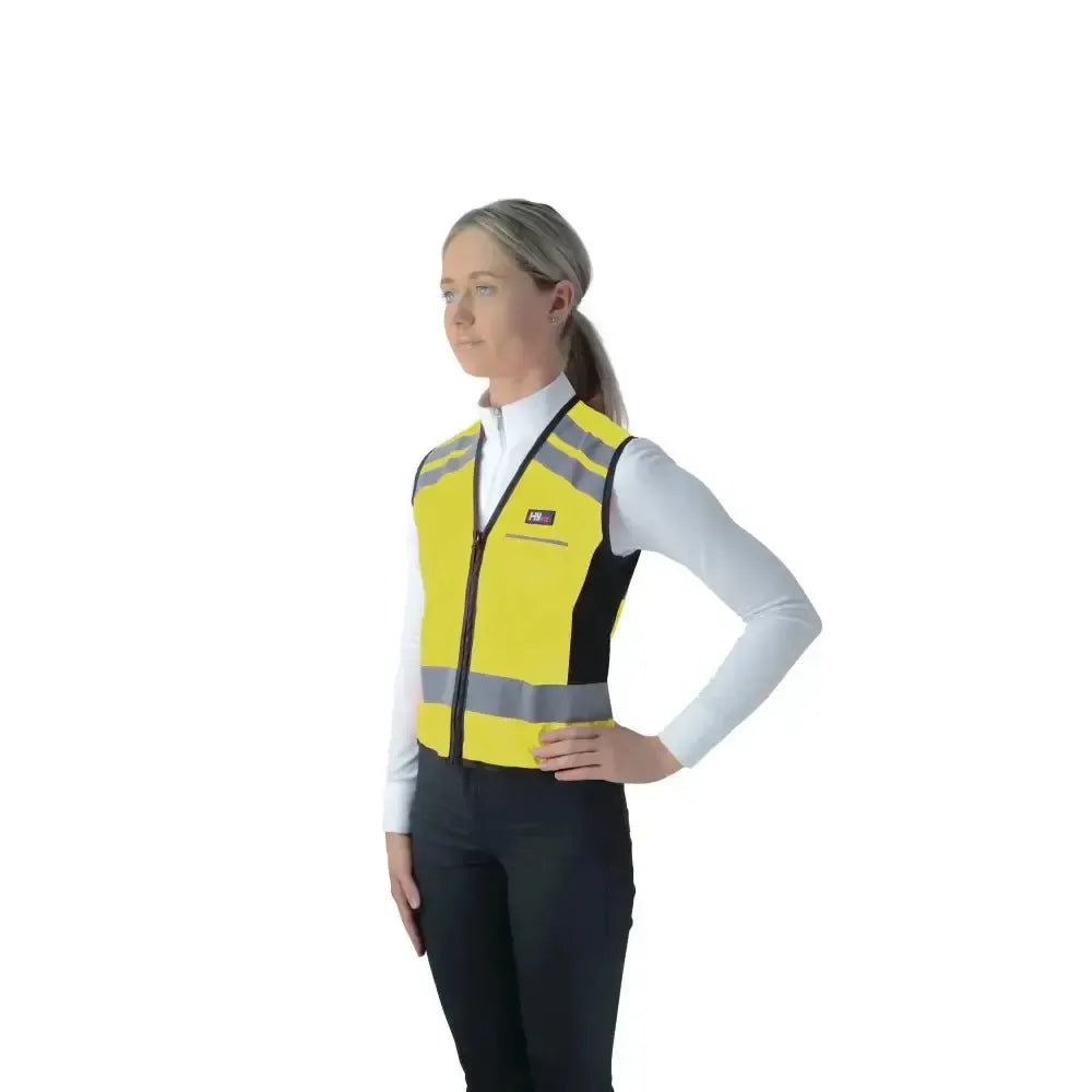 HY Equestrian Waistcoat - Please Pass Wide & Slow by Hy Equestrian X X Small Orange/Black HiVis