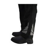 Black knee-high riding boots with reflective silver patterns for hy equestrian waterproof reflective over trousers