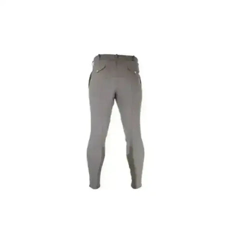 Gray sleek form-fitting equestrian welton men’s breeches with subtle stitching details for competitive rider use