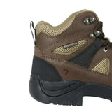 Brown and black hy equestrian wetton short boots with waterproof mesh panels leather accents and metal eyelets