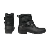 Black equestrian winster short waterproof ankle boots with adjustable straps and heavy duty high sided rugged sole perfect yard boot