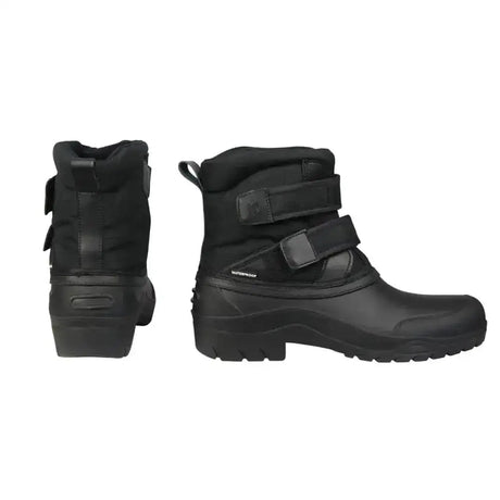 Black equestrian winster short waterproof ankle boots with adjustable straps and heavy duty high sided rugged sole perfect yard boot