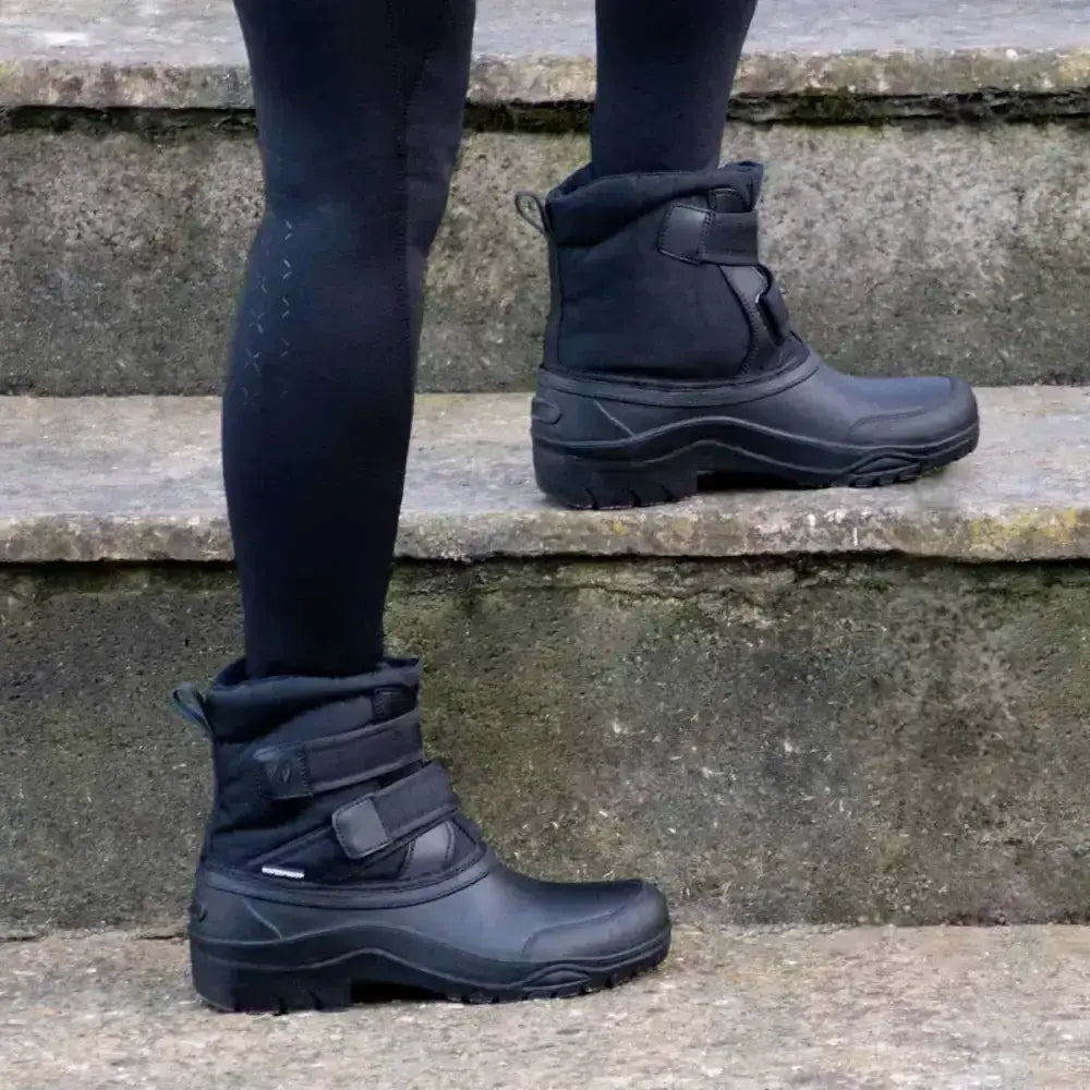 Black Hy Equestrian Winster Short winter boots with adjustable straps and heavy duty high sided rubber sole perfect yard boot