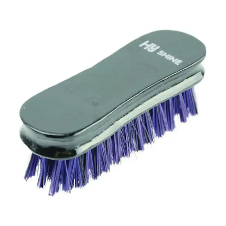 Hy shine equestrian wooden face brush with sleek black lacquered handle and vibrant mixed pp purple bristles