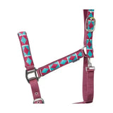 Hy Equestrian Woven Polo Head Collar and Lead Rope Aqua/Fig Small Pony Headcollar Sets