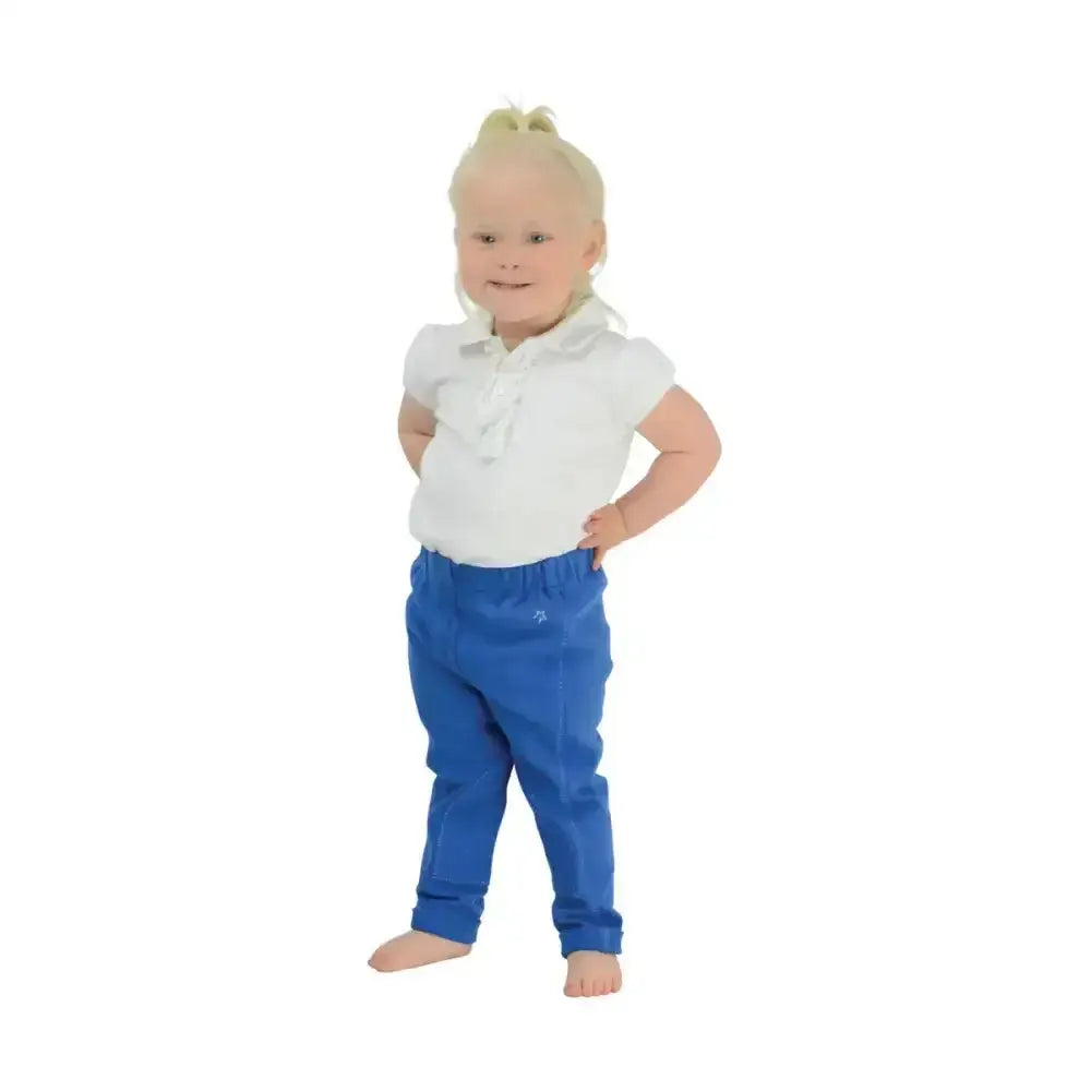 Blue equestrian zeddy tots pull-on tots jodhpur with small logo on left thigh perfect for little riders