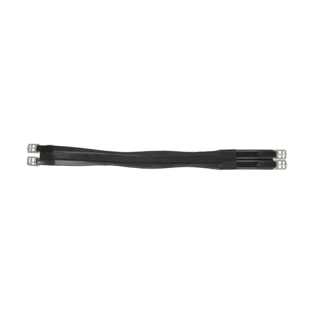 Black soft leather girth with silver buckles and a subtly contoured smooth surface from Hy EquestrianAtherstone elasticated line