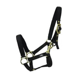 Black hy fieldsafe headcollar small pony with brass hardware and well-designed nylon web featuring h&y logo
