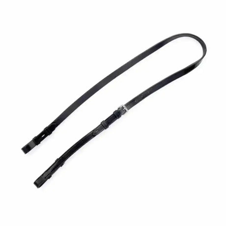 Black leather slip head piece strap with silver buckle and adjustable length for double bridle use