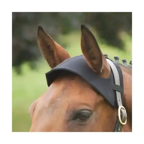 Black hy poll guards horse hood with adjustable straps gold buckle shock absorbent durable neoprene material