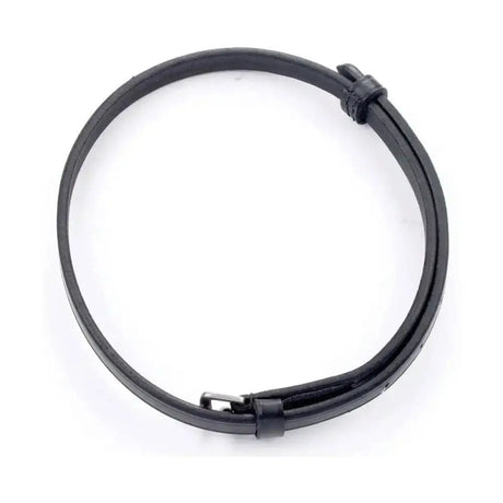 Black leather replacement flash strap with silver buckle and adjustable strap for spare flash strap use