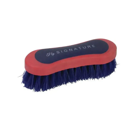Hy signature face brush with dense dark bristles horse grooming brush in red and navy blue soft touch brush