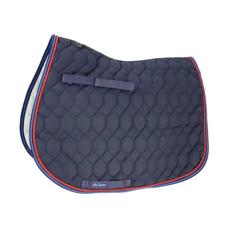 Navy blue hy signature gp saddle pad with red and dark blue trim breathable gp saddle with moisture wicking mesh