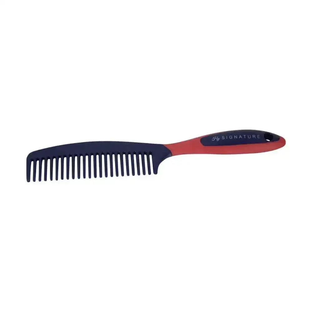 Navy blue and red hy signature mane comb with easy hold ergonomic handle made of quality plastic comb material