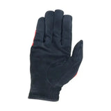 Black hy signature riding glove with red accents made of durable pu fabric for a flexible fit and grip