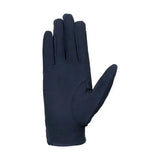 Black hy signature riding gloves with durable pu fabric and subtle stitching for a flexible fit on the back side