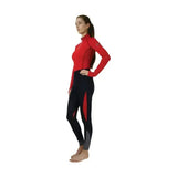 Red and black hy sport active base layer with gray accents close fit base made of soft breathable fabric