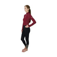Maroon hy sport active base layer with close fit base, soft breathable fabric, high collar, and zipper detail