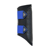 Black and blue hy sport active brushing boots with textured grip and logo patches perfect for cross country rides