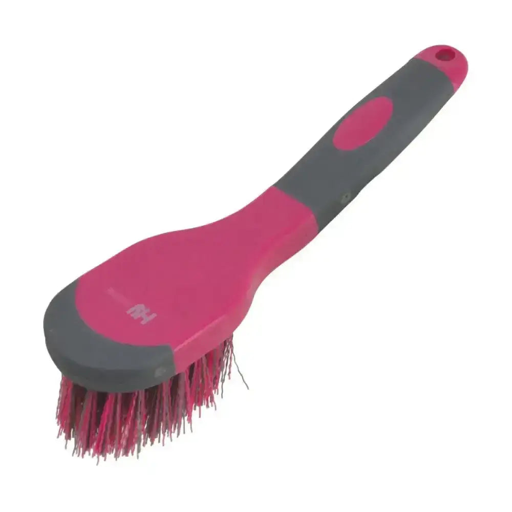 Pink and gray hy sport active bucket brush with soft red bristles ideal as a soft touch multi-purpose brush