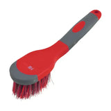 Hy sport active bucket brush red and gray plastic with soft red bristles soft touch multi-purpose brush