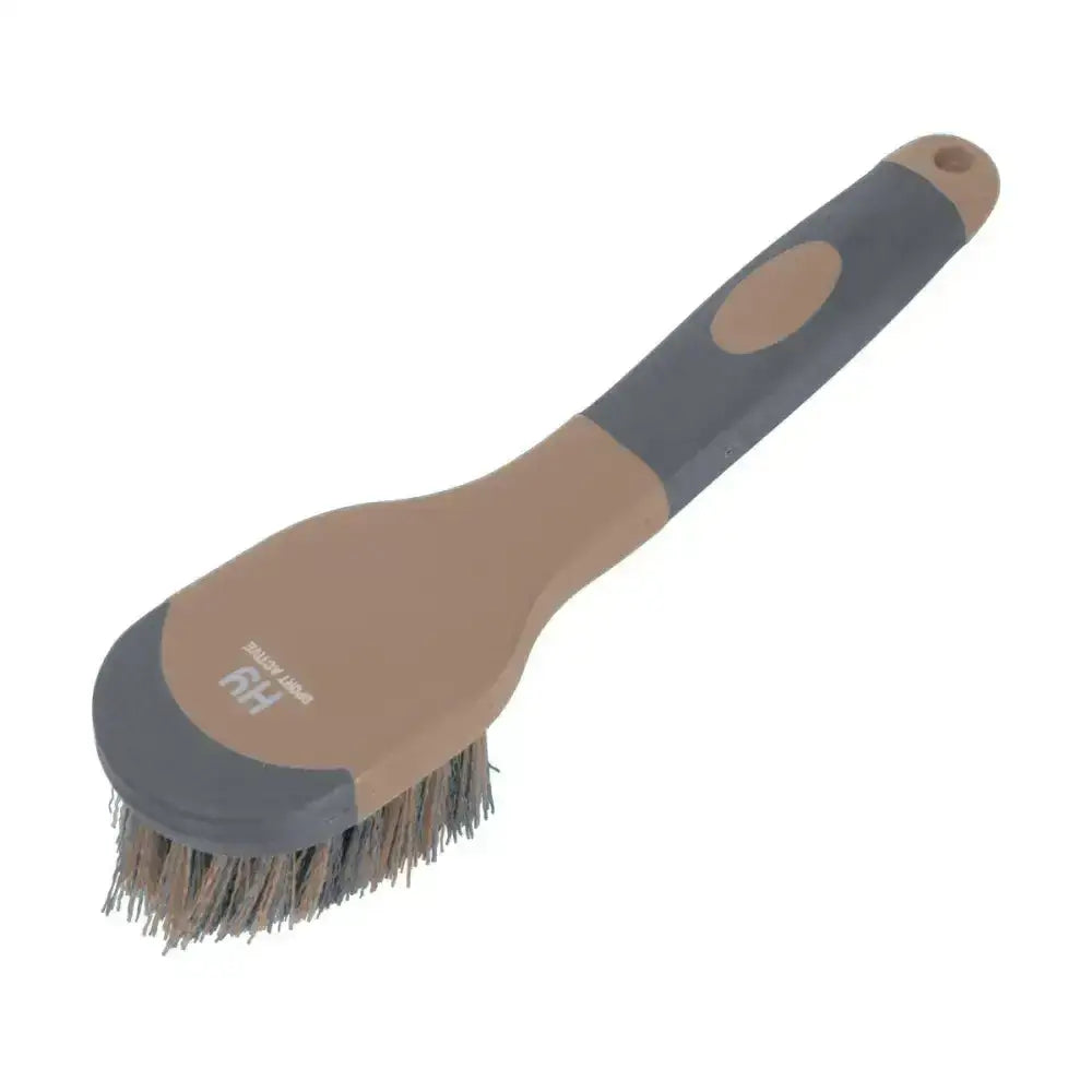 Hy sport active bucket brush with brown and gray sturdy bristles for soft touch multi-purpose grooming