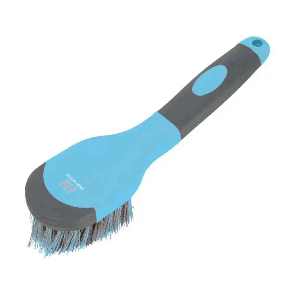Hy Sport active bucket brush with blue and gray ergonomic handle and soft touch multi-purpose bristles