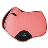 Pink quilted hy sport active close contact saddle pad with black trim and branded logo patch for close contact saddle use