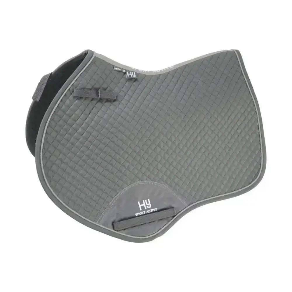 Gray hy sport active close contact saddle pad with textured quilted surface and stitched edges for contact saddle use