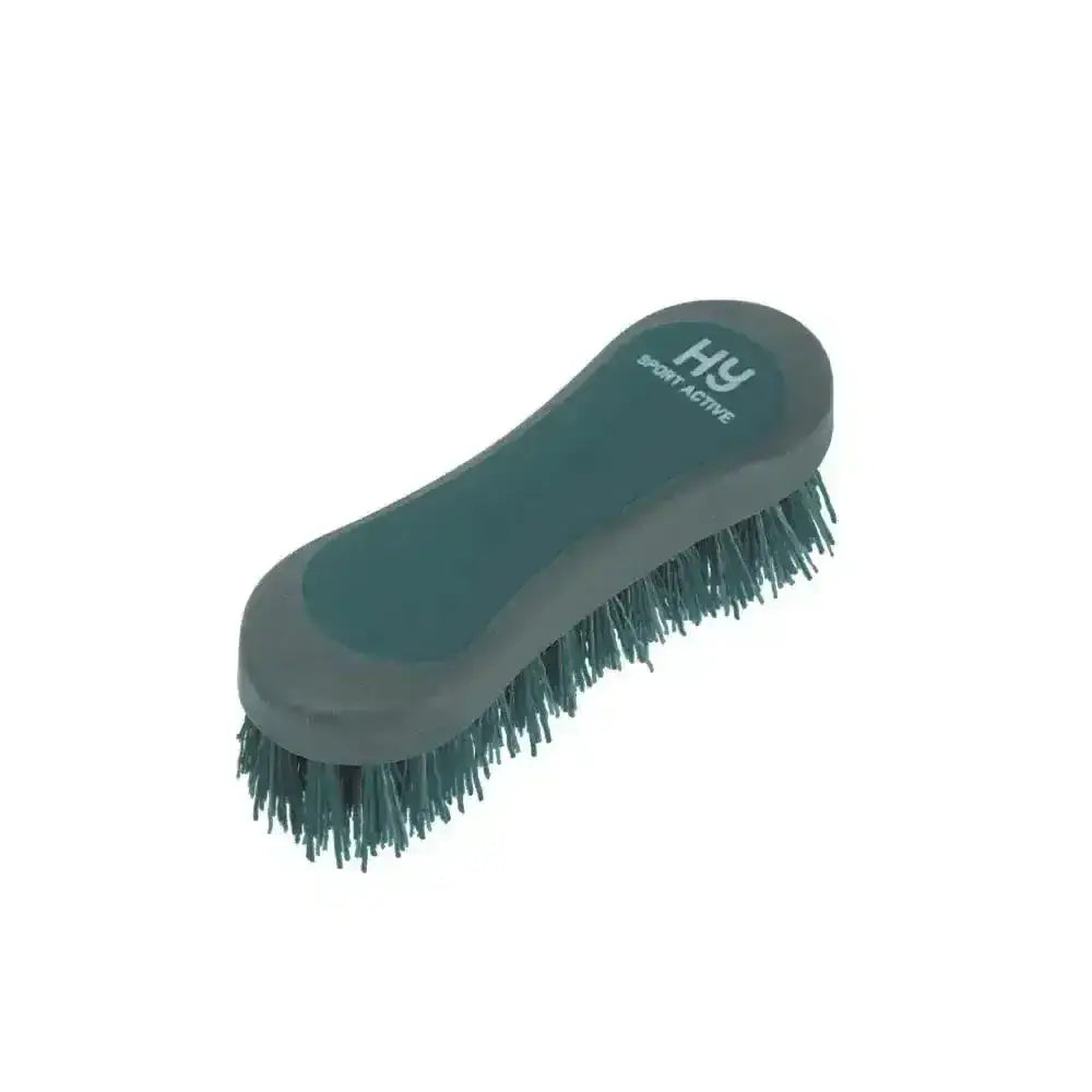 Dark green hy sport active face brush with sturdy plastic handle and two-tone pp bristles for easy grooming