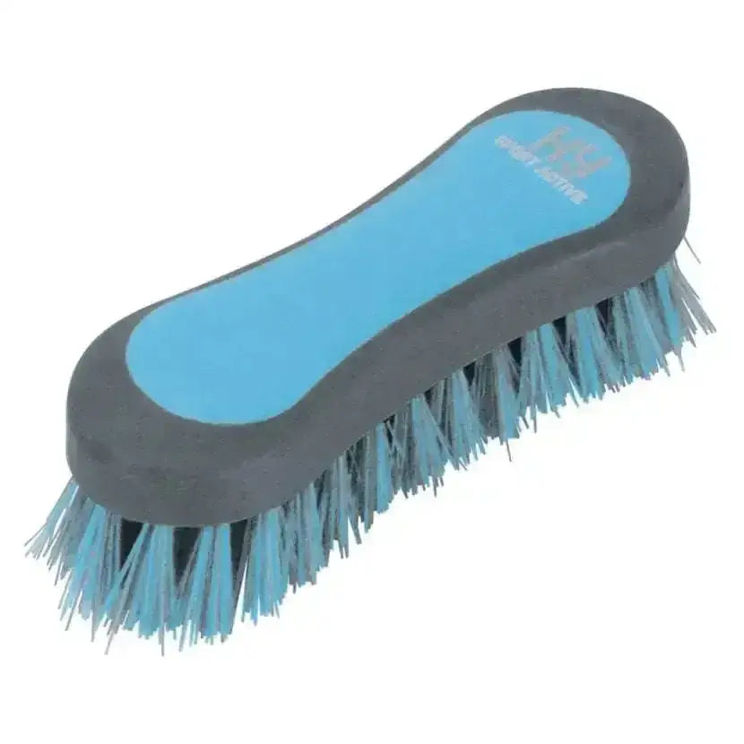 Blue and gray hy sport active face brush with dense two-tone pp bristles for sport active face cleansing