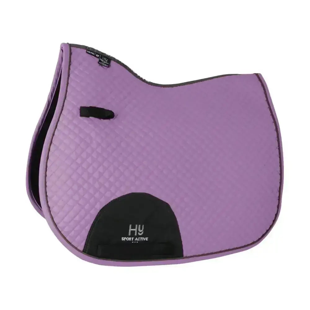 Purple quilted classic shaped general purpose saddle pad with black trim and logo patch for active gp saddle use