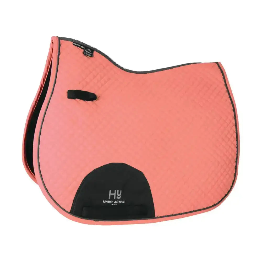 Coral Hy Sport active gp saddle pad with black trim and logo patch classic shaped general purpose saddle pad