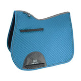Blue quilted classic shaped general purpose saddle pad with gray trim and hy sport active logo for active gp saddle use