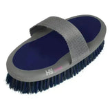 Gray and navy blue hy sport active groom body brush with textured strap for effective groom body brush use
