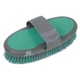 Teal and gray hy sport active groom body brush with padded strap for easy grip and effective grooming