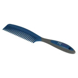 Blue and gray plastic active groom comb with textured grip handle from combs hy equestrian sport active groom collection