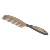 Tan and black plastic hy sport active groom comb with ergonomic handle for easy horse grooming use