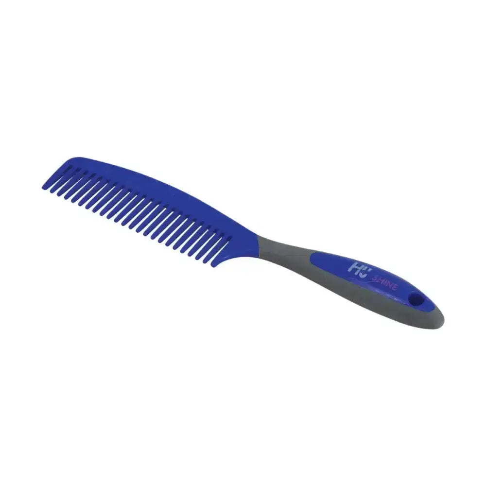 Blue and gray plastic active groom comb with textured grip handle from hy sport active groom combs for easy grooming