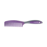 Purple and gray plastic active groom comb with evenly spaced teeth branded hy sport active for equestrian use