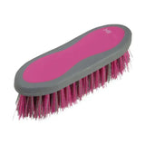 Pink and gray hy sport active groom dandy brush with dense vibrant pink bristles for effective horse grooming